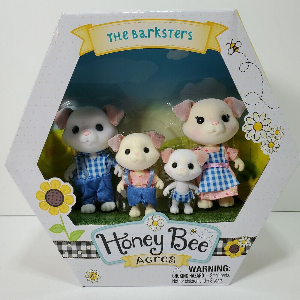 Honey Bee Acres THE BARKSTERS Flocked DOG PUPPY Family Cooper Gus Theo Poppy